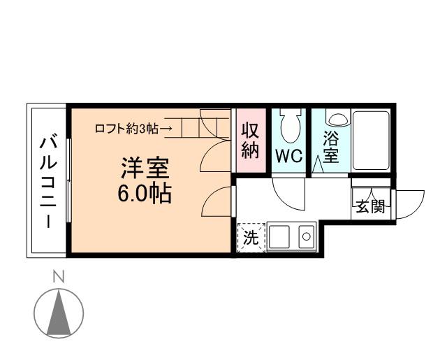 シティハイツ黒瀬(1K/2階)の間取り写真