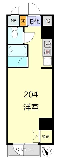 セザール第3鶴見(ワンルーム/2階)の間取り写真