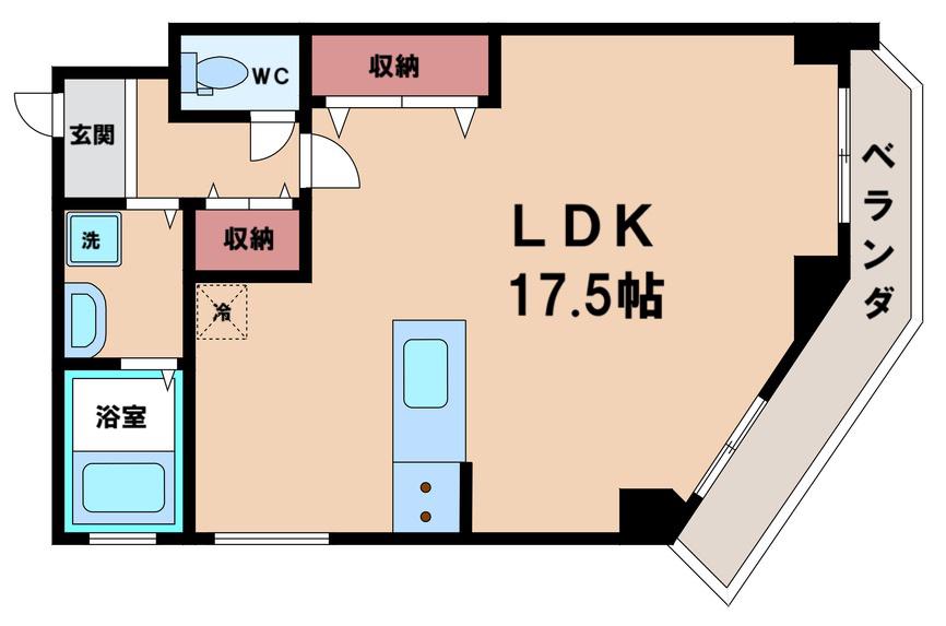 双輪建物第一コーポ(ワンルーム/3階)の間取り写真