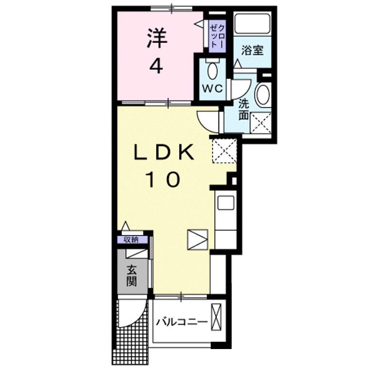 フルール・ユー(1LDK/1階)の間取り写真