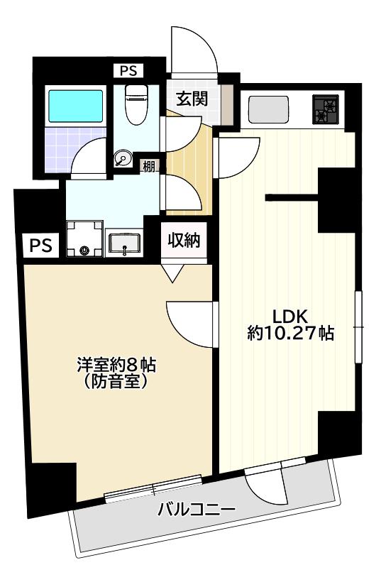 白山レジデンス(1LDK/8階)の間取り写真