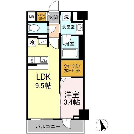 RESIDENCE TACHIBANA(1LDK/4階)の間取り写真