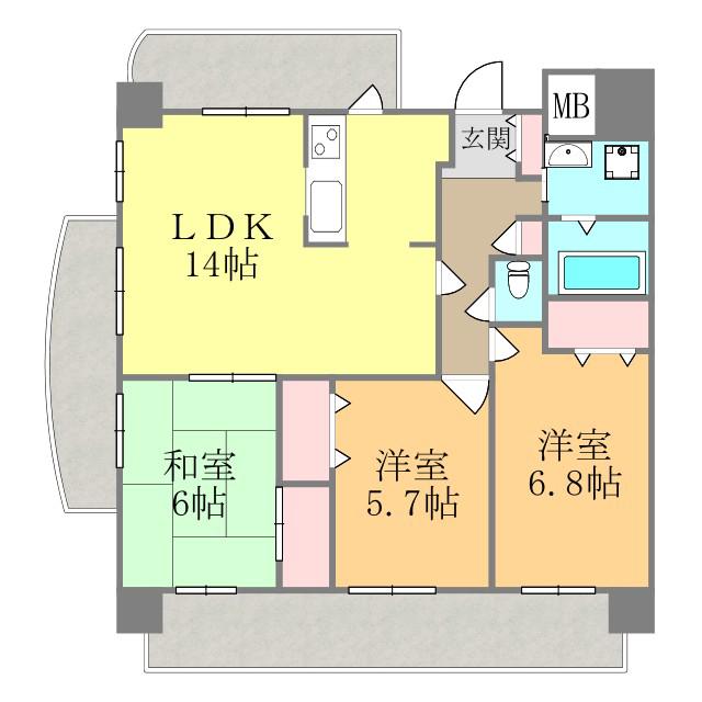 サクラメントアヴェニュー(3LDK/3階)の間取り写真
