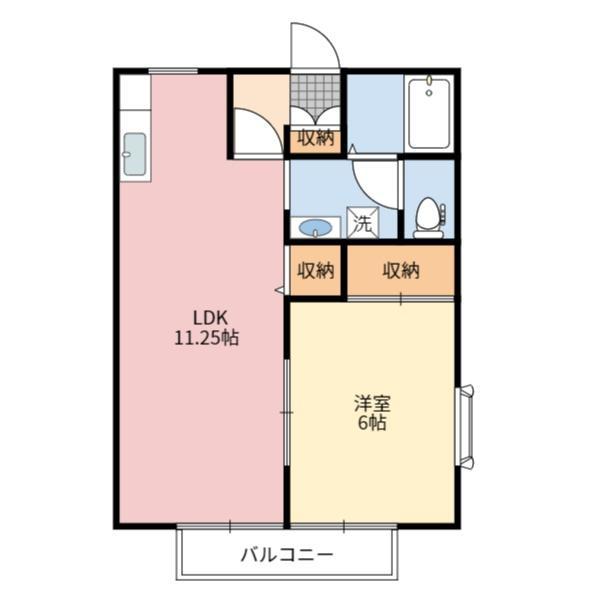 オーランド犬伏(1LDK/2階)の間取り写真