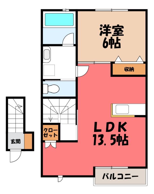 グランツリー富塚(1LDK/2階)の間取り写真