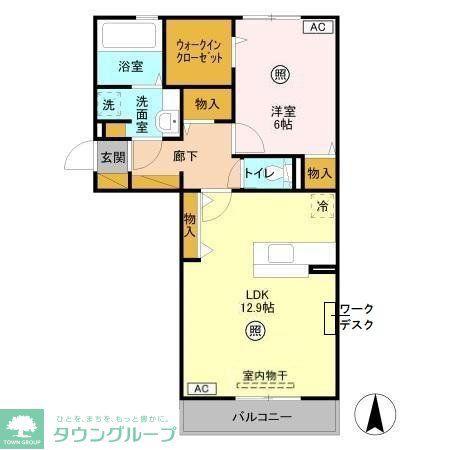 ラフィネフィオーレ(1LDK/3階)の間取り写真