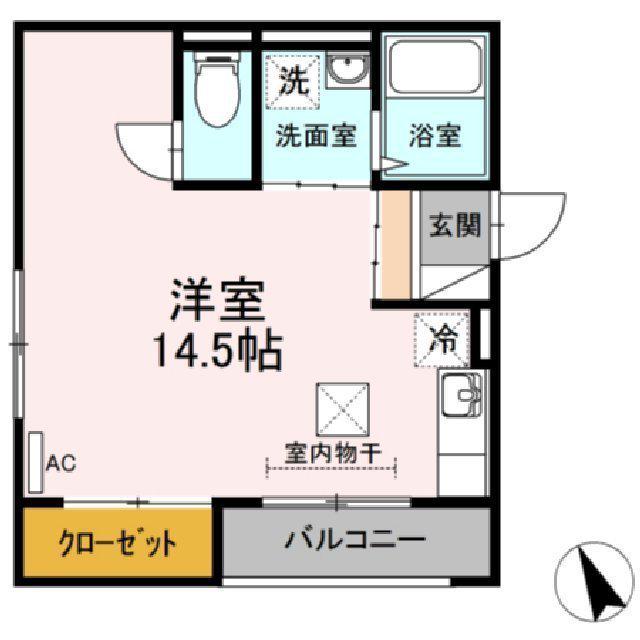 レセンテSFKA棟(ワンルーム/1階)の間取り写真