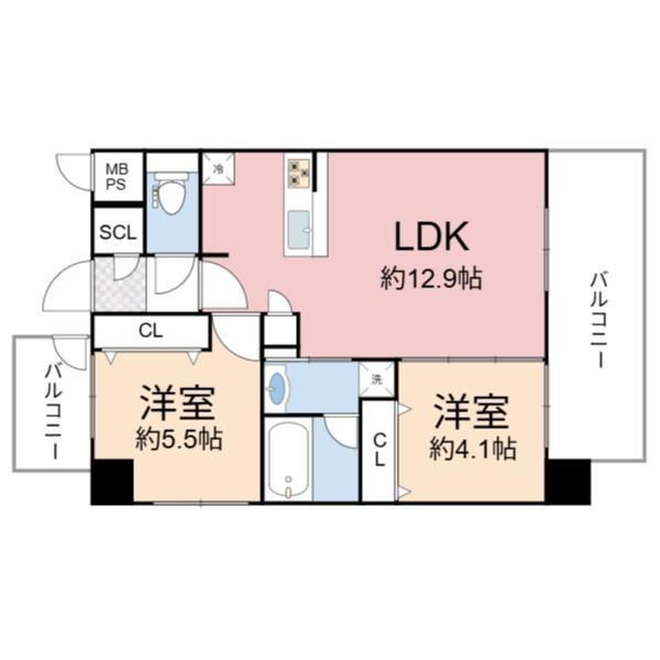 TOP COURT都島(2LDK/8階)の間取り写真