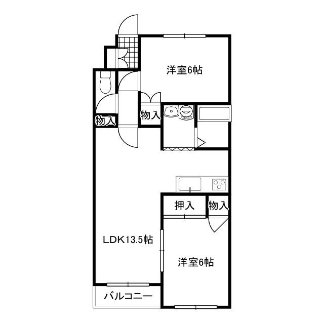 ヒルズF&M(2LDK/3階)の間取り写真