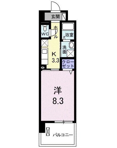 プラティーク(1K/3階)の間取り写真