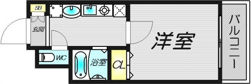 ロイヤルメゾン北浜(1K/4階)の間取り写真