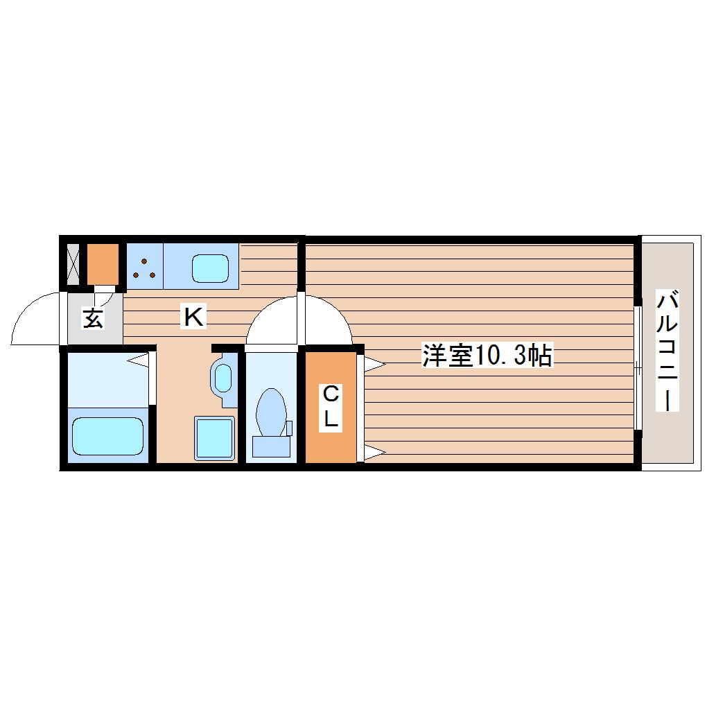 サンパティーク小松島(1K/2階)の間取り写真