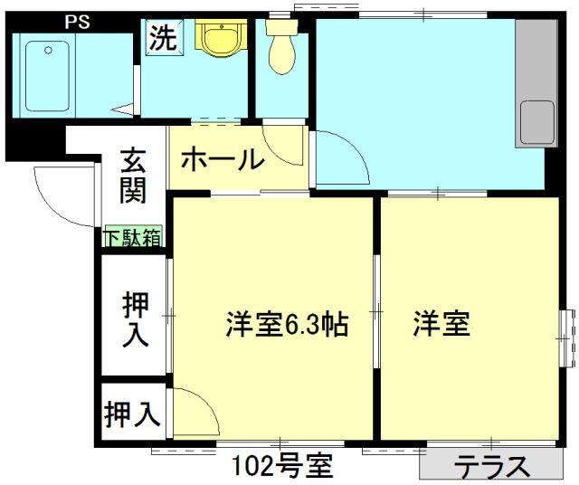 ハイツ桜台B棟(2K/1階)の間取り写真