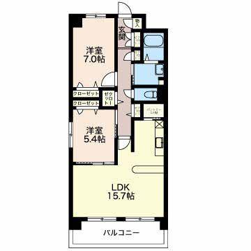 JR東海道本線 穂積駅 徒歩20分 5階建 築21年(2LDK/1階)の間取り写真