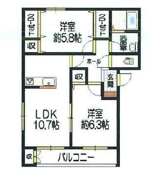 リモーネガーデン(2LDK/3階)の間取り写真