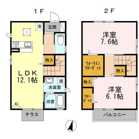 グレイス稲里(2LDK/2階)の間取り写真