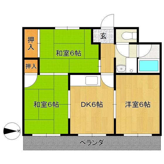 マンション冨田(3DK/3階)の間取り写真
