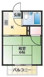 シティハイムバイオス(1K/2階)の間取り写真