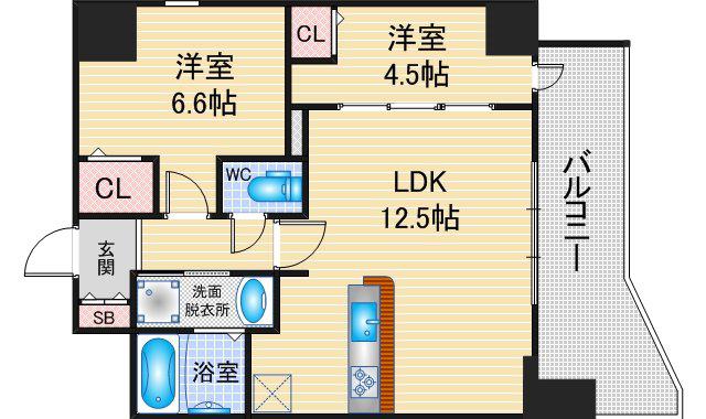 S-RESIDENCE高岳CLARITY(2LDK/8階)の間取り写真