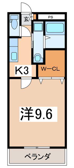 グルースフィールド(1K/3階)の間取り写真
