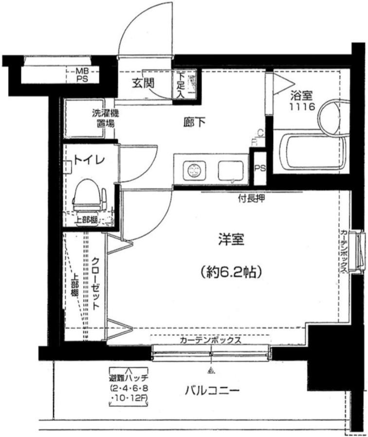 メインステージ門前仲町(1K/7階)の間取り写真