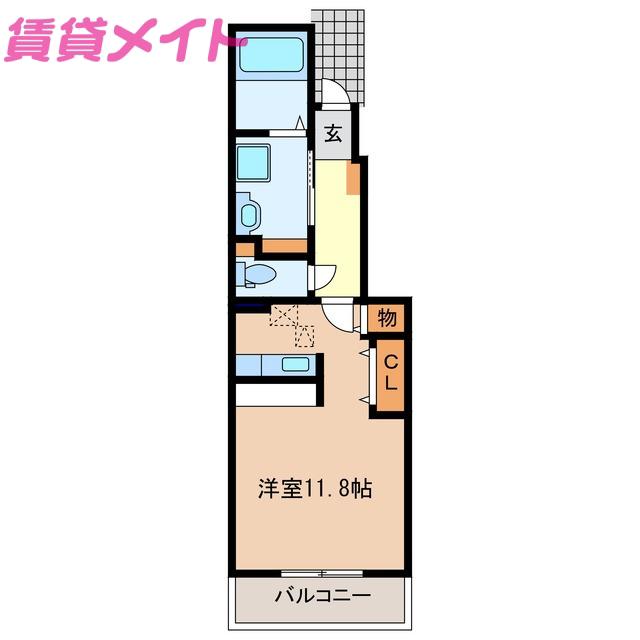 ベルレット 桑名 B(ワンルーム/1階)の間取り写真