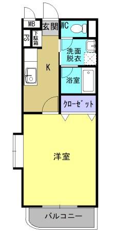 マチェール(1K/2階)の間取り写真