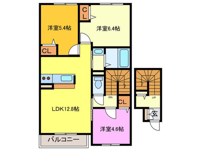 ル・サンティエB棟(3LDK/2階)の間取り写真