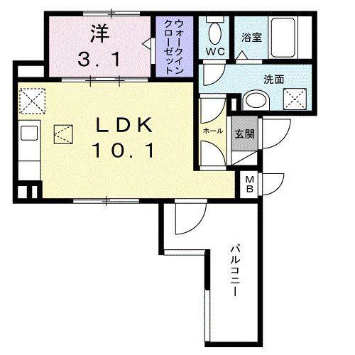 カーサ アヴァンツァーレ(1LDK/3階)の間取り写真