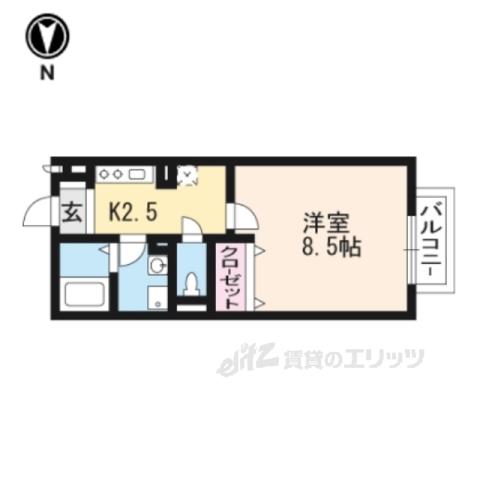アルボルモニア2(1K/1階)の間取り写真