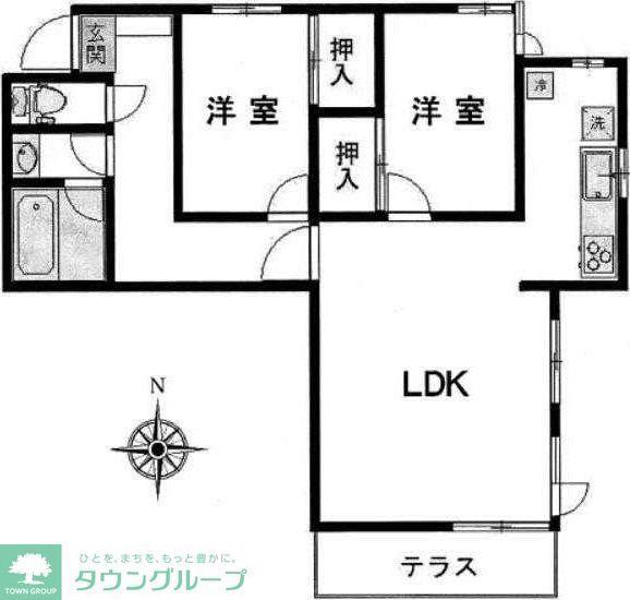 ガーデンハウス浜田山(2LDK/2階)の間取り写真