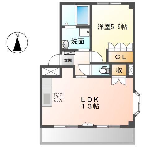 G-SHINE(1LDK/1階)の間取り写真