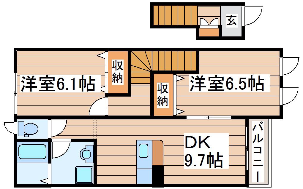 プラソン(2DK/2階)の間取り写真