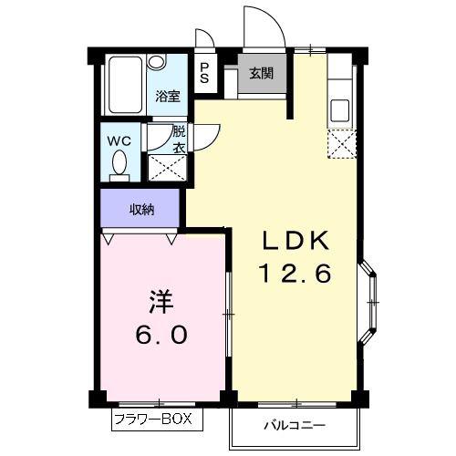 コーポあづまV(1LDK/2階)の間取り写真