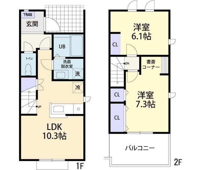 FALIATE B(2LDK/1階)の間取り写真