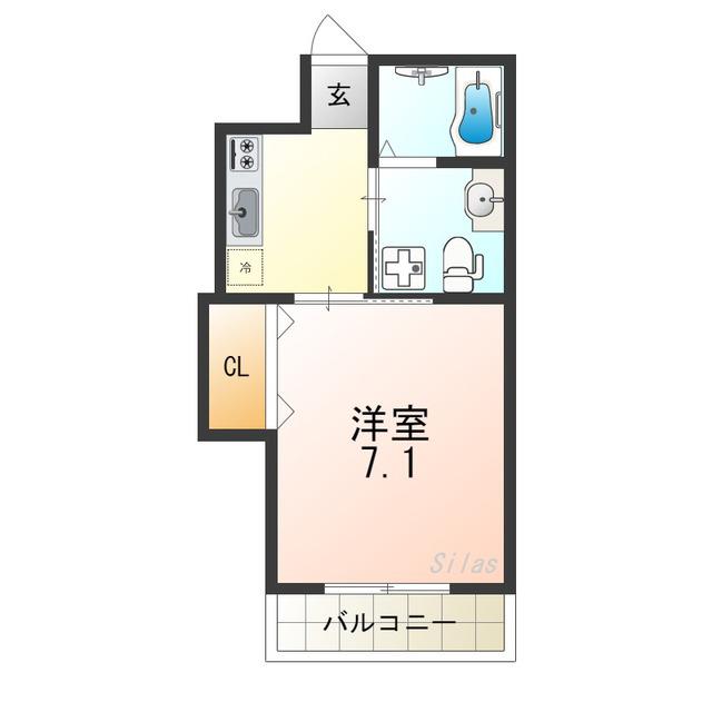 シュクル堺(1K/2階)の間取り写真