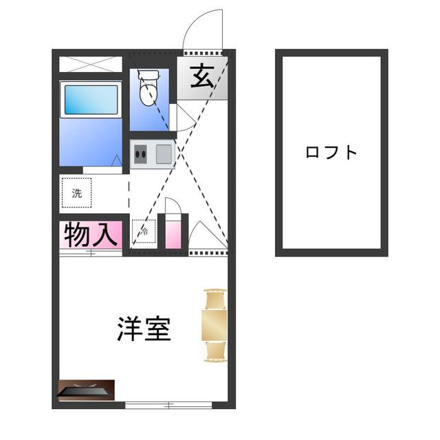 レオパレス陶器(1K/2階)の間取り写真