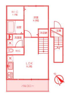 UNA BELLA ZONA S(1LDK/2階)の間取り写真