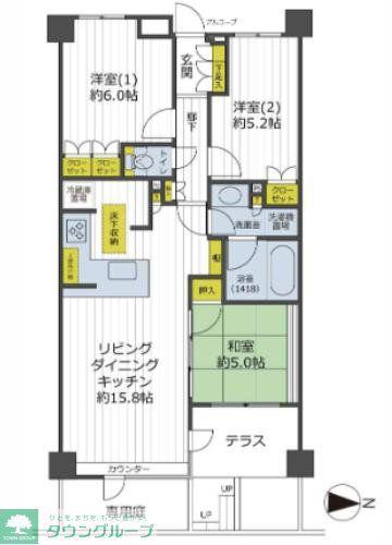 Dクラディア竹ノ塚(3LDK/1階)の間取り写真