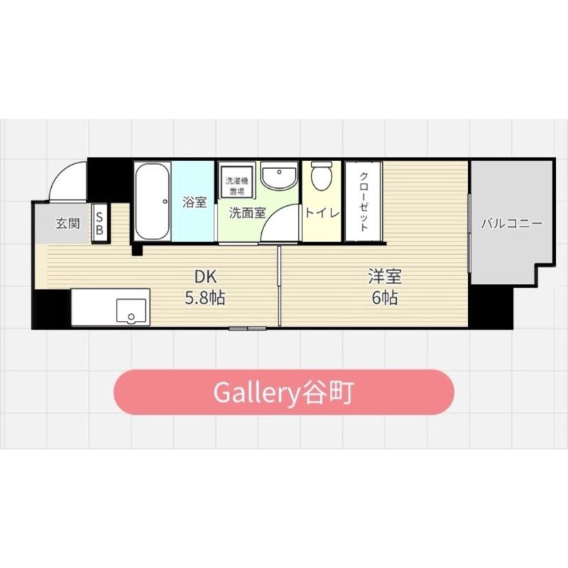 GALLERY谷町(1DK/6階)の間取り写真