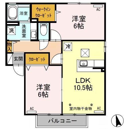 フラワーレジデンス鈴木八番館(2LDK/1階)の間取り写真