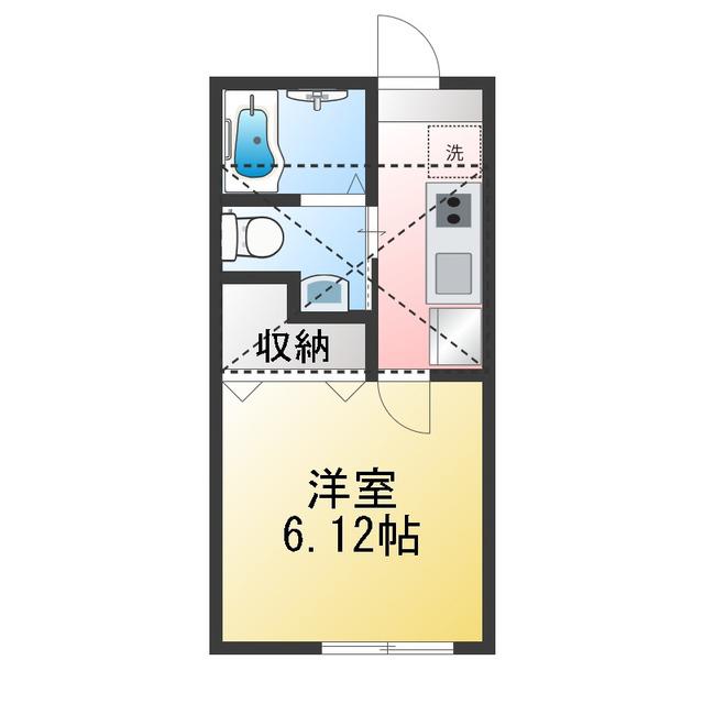 南矢名Mアパート(1K/2階)の間取り写真
