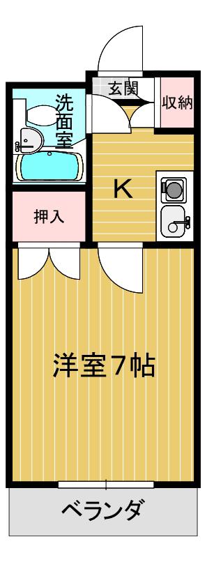 スズタカビル(1K/2階)の間取り写真