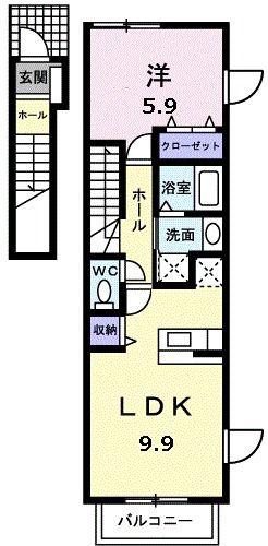 サニ-サイドハウス森B(1LDK/2階)の間取り写真