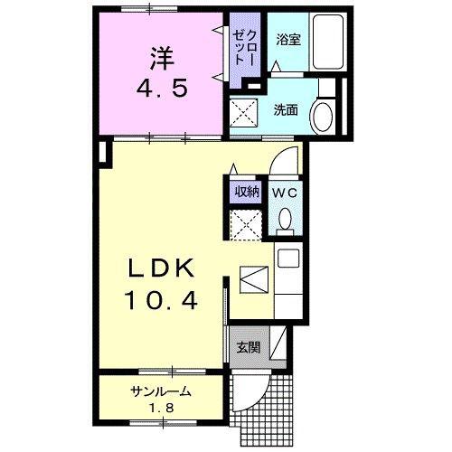コロレ・プリムヴェール壱番館(1LDK/1階)の間取り写真