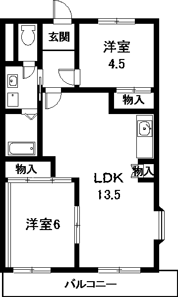 ロイヤルシティハンター(2LDK/4階)の間取り写真