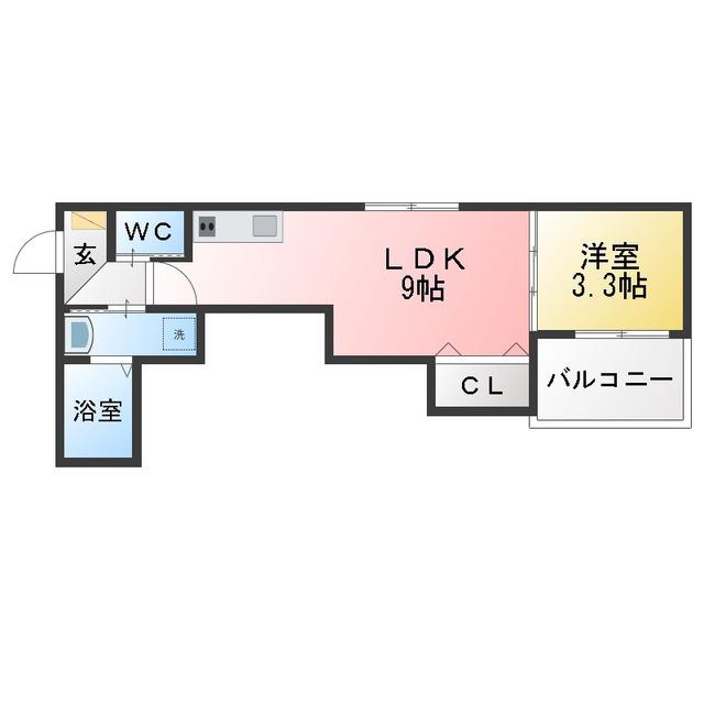ラ・ガール・ウエストII(1LDK/3階)の間取り写真