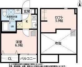 ASSO台原(1K/2階)の間取り写真