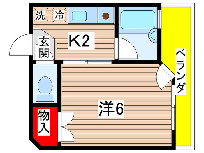 オークスヒヤマ(1K/3階)の間取り写真