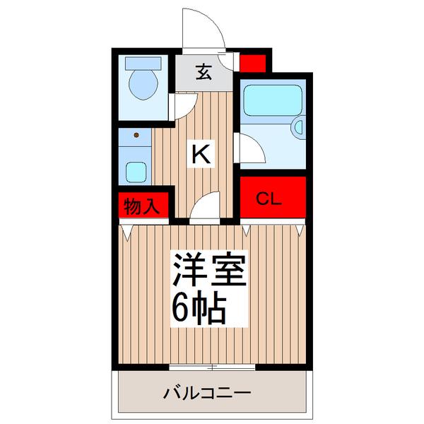 ベルファース朝霞台(1K/2階)の間取り写真
